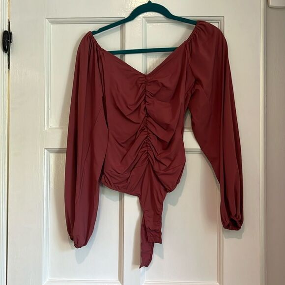 Lulus ruched blush pink bodysuit - Picture 1 of 5